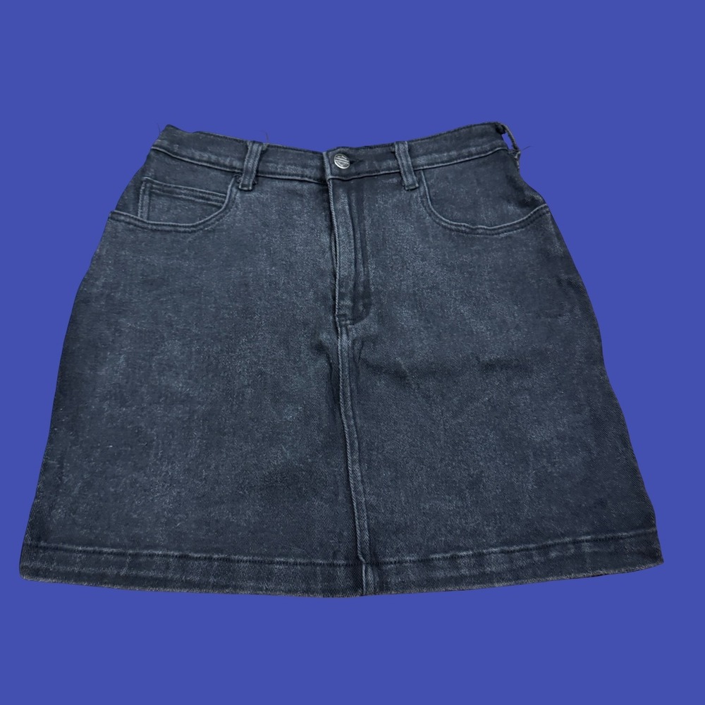 Harley Davidson Womens Denim Skirt 8 Black Biker Motorcycle Cotton